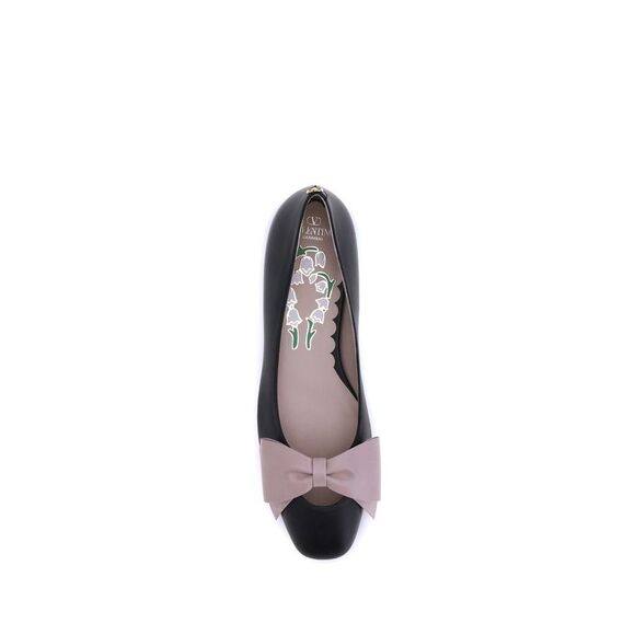 Valentino Garavani Black Calf Leather Bos Taurus Ballet Women\'s Flats